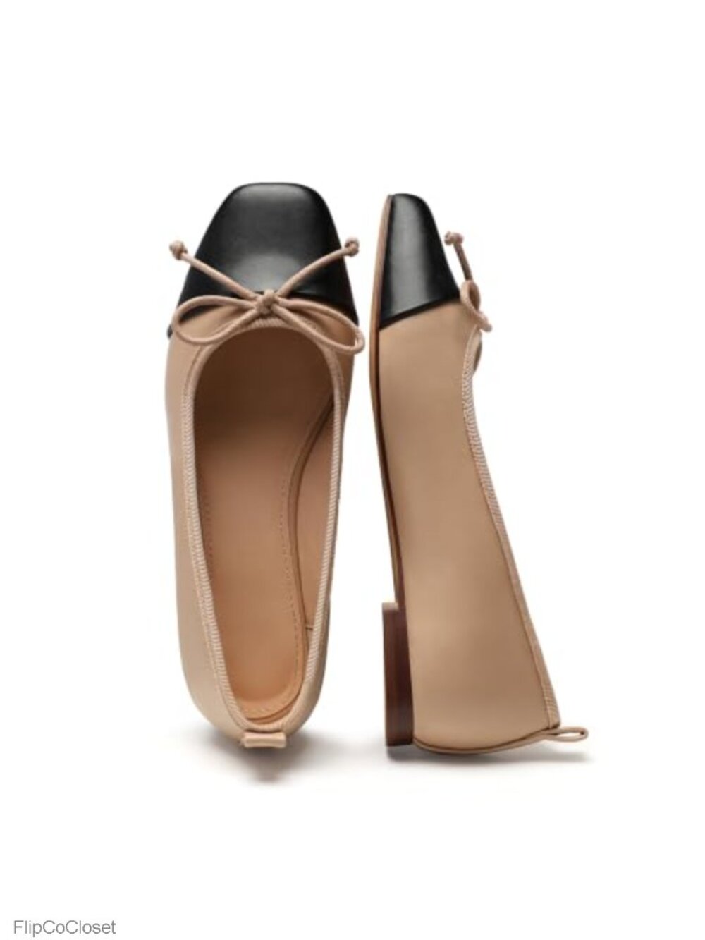 Faux Leather Ballet Flats Square Toe Slip On Bow Comfort Walking Women's Shoes
